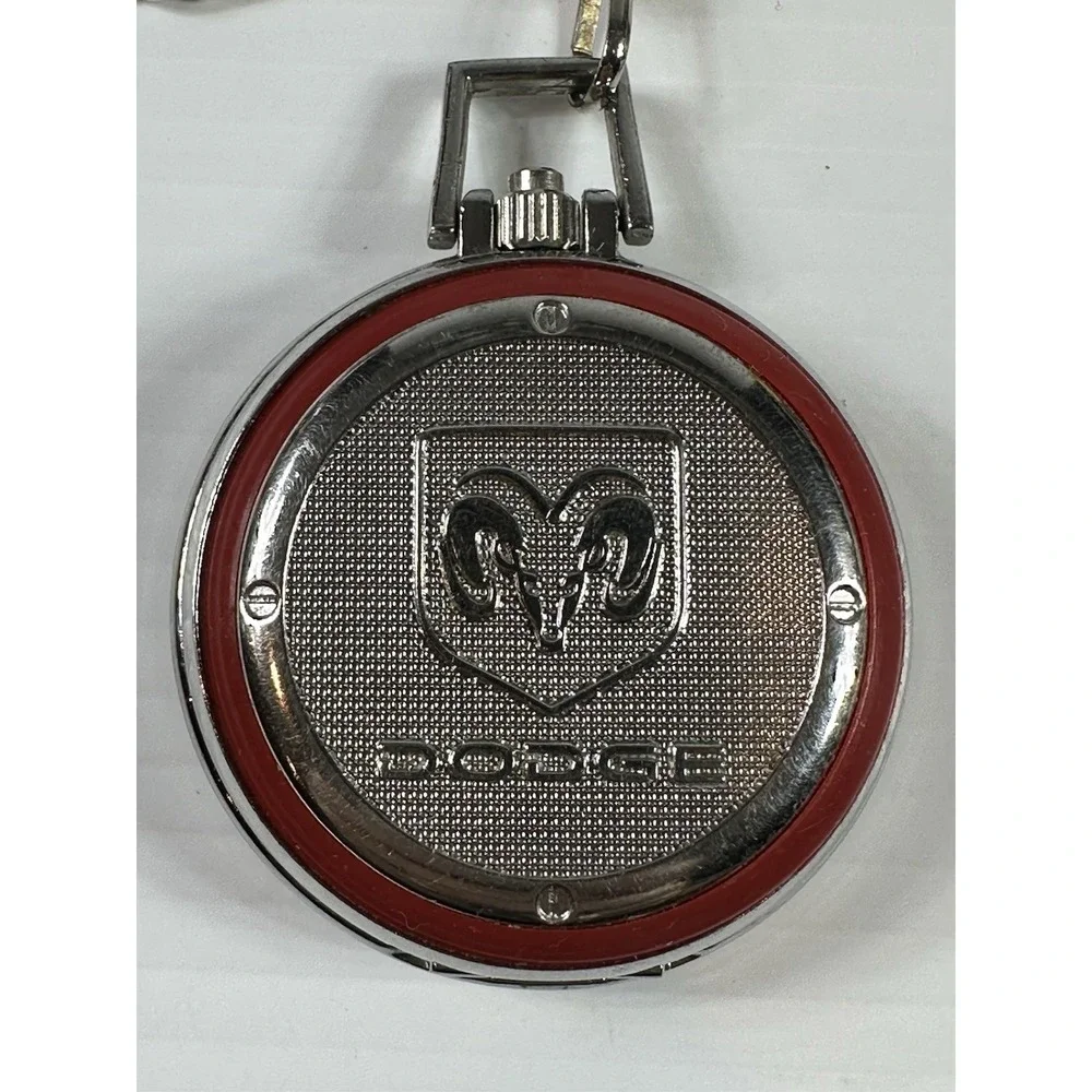 Vintage Dodge Ram Pocket Watch Chain Silver Red Not Running